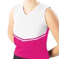 Pizzazz Performance Wear Pizzazz Performance Wear UT40 -HPKWHT-YM UT40 Youth V-Stripe Uniform Shell - Hot Pink with White - Youth Medium UT40HPKWHTYM